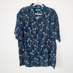 Reyn Spooner Vintage Hawaiian Aloha Blue Haleiwa Japan California Print Shirt XL